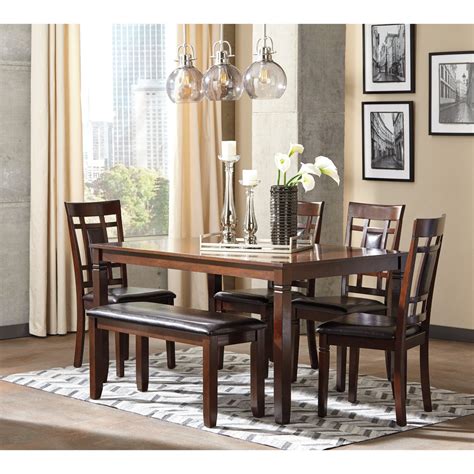 Signature Design by Ashley Bennox 6 Piece Dining Table Set | Brown ...