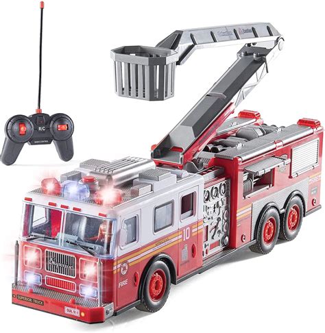 Prextex RC Fire Engine Truck Remote Control 14-inch Rescue Fire Truck ...