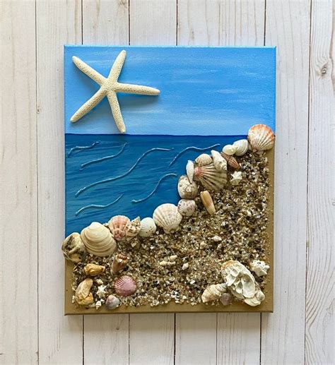 Beach Canvas Art/3D Beach Wall Art/Resin Art/Mixed Media Beach Art ...