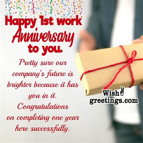 1st Work Anniversary Wishes - Wish Greetings