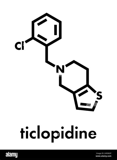 Ticlopidine antiplatelet drug molecule. Skeletal formula Stock Vector ...