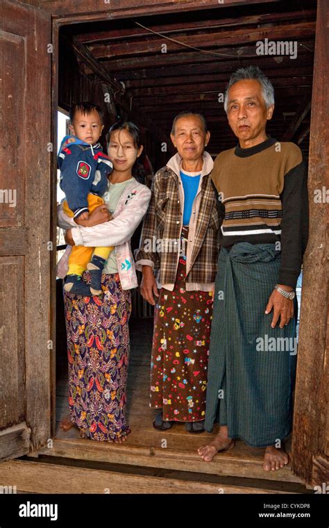 Myanmar, Burma. Family of Intha Ethnic Group, Inle Lake, Shan State ...