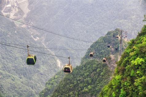 Cable Car In Mount Tianmen, China Stock Image - Image of cliff ...