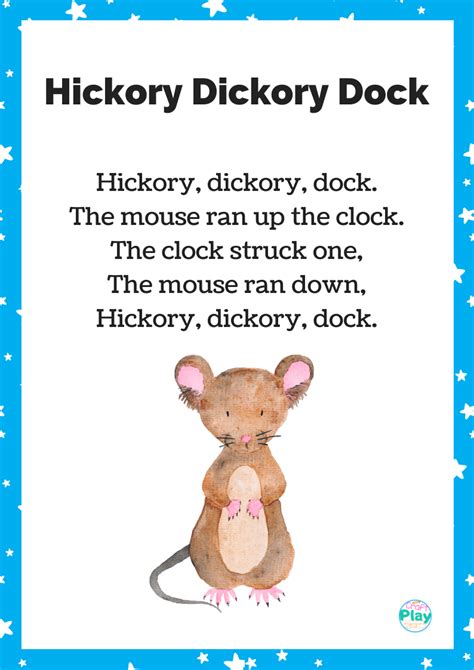 Hickory Dickory Dock Song And Activity Ideas | Kids nursery rhymes ...