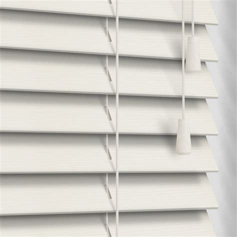 Off White Textured Faux Wood PVC Venetian Blinds, 35mm Made to Measure