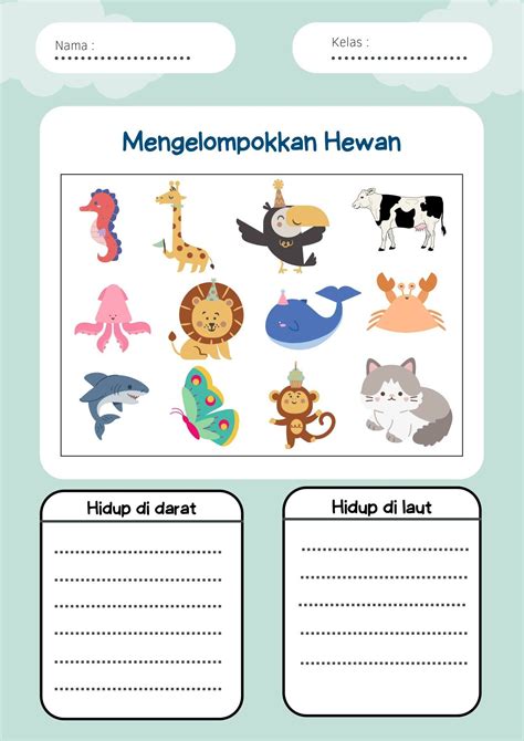 Mengelompokkan Hewan Indonesia Worksheet | Aktivitas montessori, Kartu ...