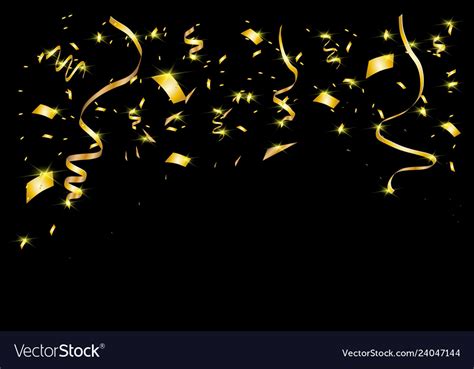 Gold confetti on a black background Royalty Free Vector