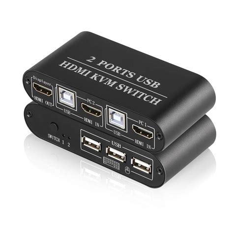 Rybozen KVM Switch HDMI 2 Port, 3 USB 2.0 Hub, Box Keyboard Mouse ...