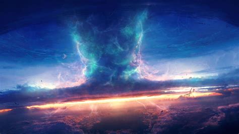 嵐、空、雲、宇宙船、竜巻、アートデザイン 壁紙 | 2560x1440 壁紙ダウンロード | Concept art, Epic art ...