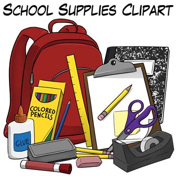 School Supplies Clip Art by Digital Classroom Clipart | TpT