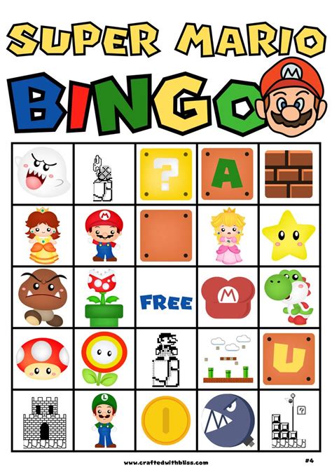 Super Mario BINGO for Kids 20 Unique Mario Cards Mario | Etsy in 2021 ...