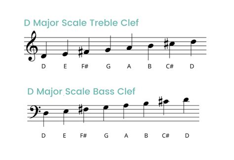 D Major Scale Bass Clef