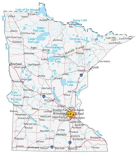 Minnesota Lakes and Rivers Map - GIS Geography