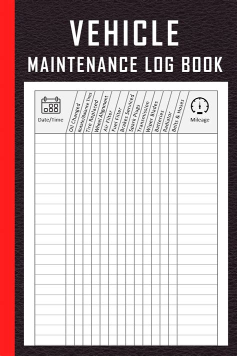 Vehicle Maintenance Log Book: Repair and Service Record Log Book for ...