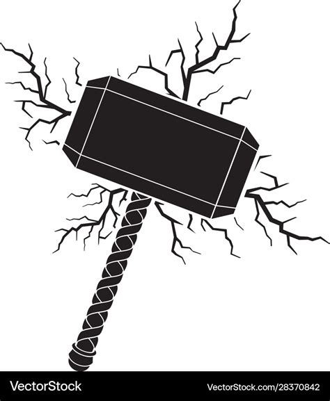 Hammer thor and lightning bolts Royalty Free Vector Image