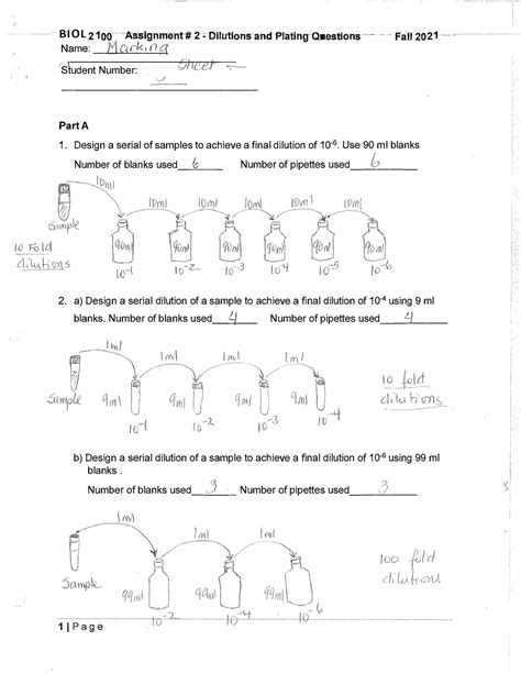 Dilution Calculation Solution - ·· · BIOL2100·······A 猀椀gnment#2·⸀瘀·Di ...