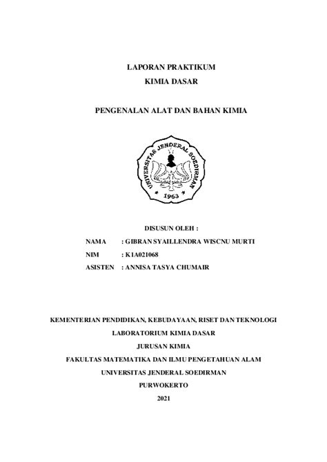 (PDF) Laporan Praktikum Kimia Dasar - Pengenalan Alat dan Bahan Kimia ...