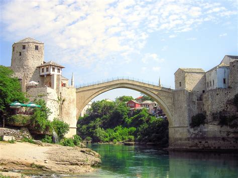 Mostar, Old bridge, Stari Most, Bosnia and Herzegovina, River, Neretva ...