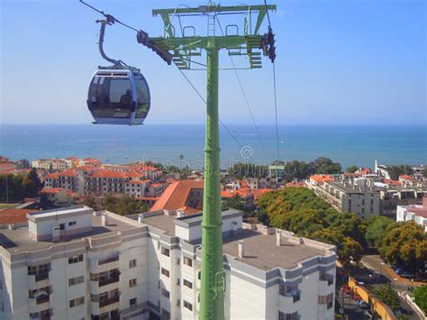 Cable Car Over Funchal on Madeira Stock Image - Image of scene, view ...