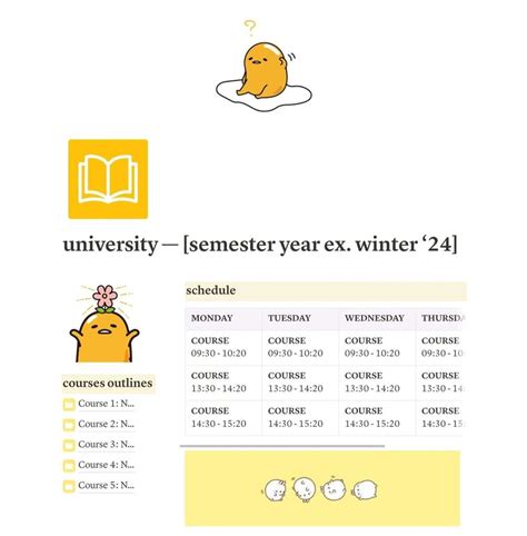 Notion University Dashboard (Yellow Theme)