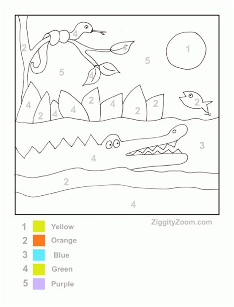 Color by Number Alligator Worksheet