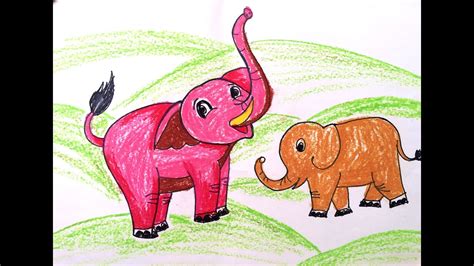 Painting animals for kids | Painting for kids | How to draw an elephant ...