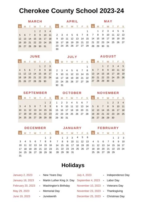 😊 Cherokee County School District Calendar 2024-2025 [PDF]