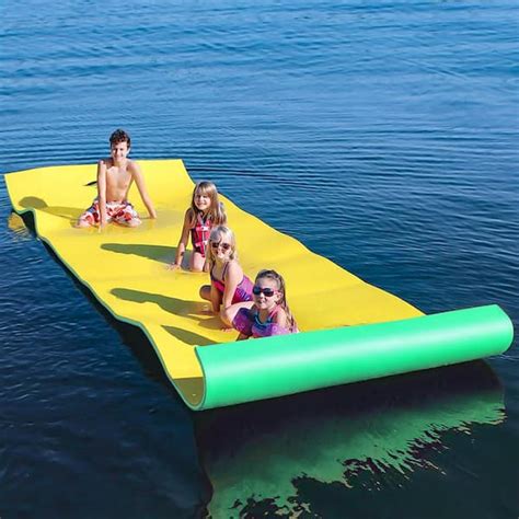 Yellow 12 x 6 ft. Vinyl Floating Water Mat Foam Pad Floats 3-Layer XPE ...