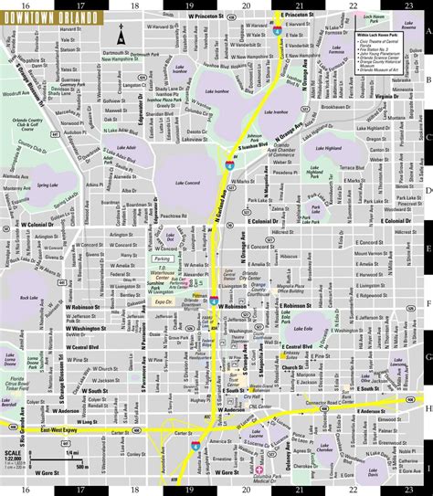 Downtown Orlando map - Map of downtown Orlando (Florida - USA)