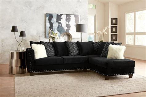 Black with Nailhead Sectional | Delta Blck | Sectional Sofas ...