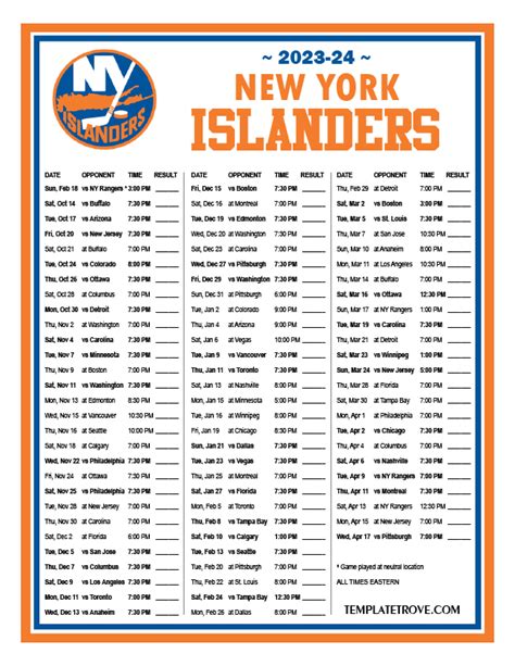 Islanders Schedule 2024 - Gwen Pietra