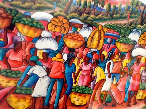 Market In A Haitian Village Painting by Haitian artist