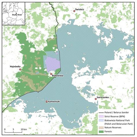 The Białowieża forest and National Park in regional context. | Download ...