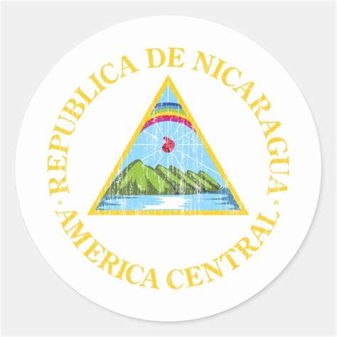 Nicaragua Coat Of Arms Classic Round Sticker | Zazzle.com