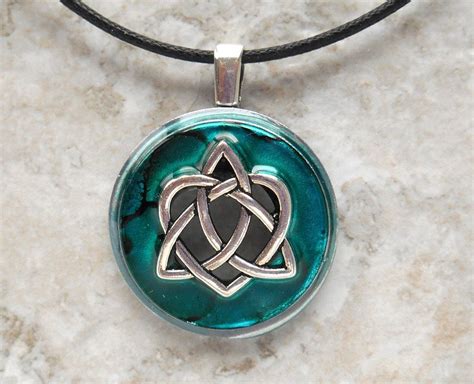 celtic sister knot necklace: teal - heart jewelry - triquetra necklace ...