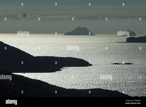 View over ballinskelligs bay to the skellig islands;Iveragh peninsula ...