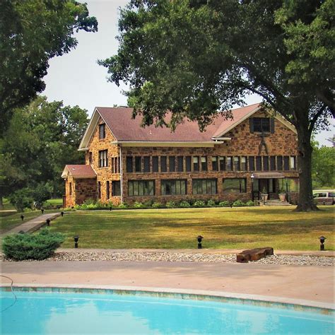 Old ranch mansion behind a swimming pool Osage County Oklahoma, Osage ...