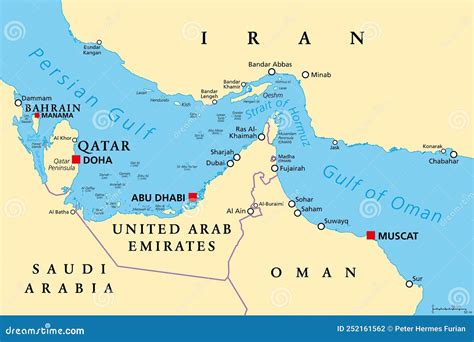 Strait Of Hormuz. Map Of The Middle East, Persian Gulf And Indian Ocean ...