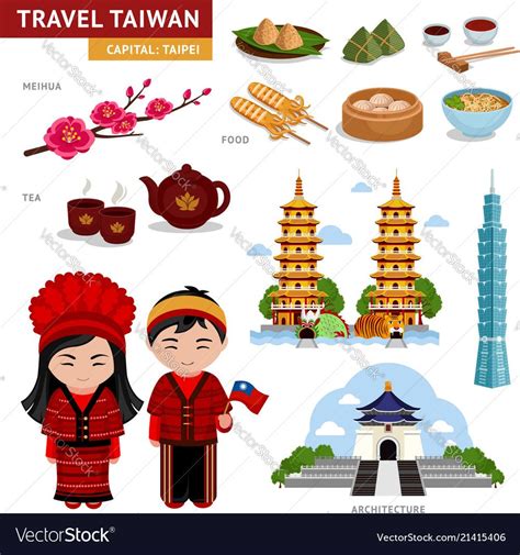 Travel in taiwan taiwanese in national costumes vector image on ...