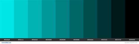 Shades of Aqua #00FFFF Hex Color Palette