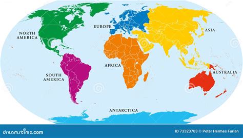 Mapa Del Mundo De Siete Continentes Ilustración del Vector - Imagen ...