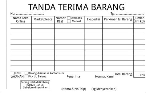 surat tanda terima barang.. | Lazada Indonesia