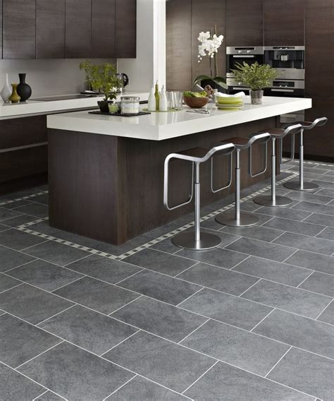 Dark Floor Tiles Kitchen | Grey kitchen floor, Kitchen flooring, Grey ...