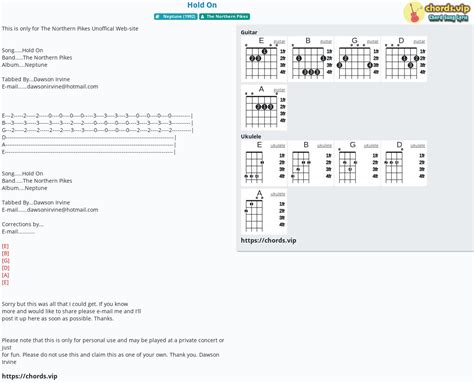 Chord: Hold On - tab, song lyric, sheet, guitar, ukulele | chords.vip