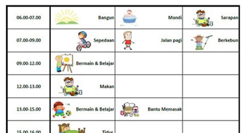 Tabel Kegiatan Sehari Hari Anak - IMAGESEE