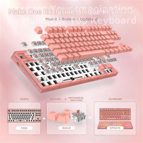 For MK870 Mechanical Keyboard Kit Full RGB Backlit LED Hot Swap Socket ...