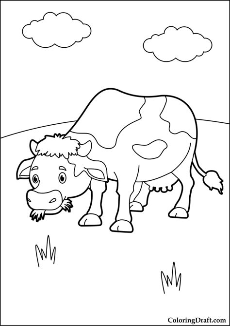 Cow Eating Grass Coloring Pages - ColoringDraft.com