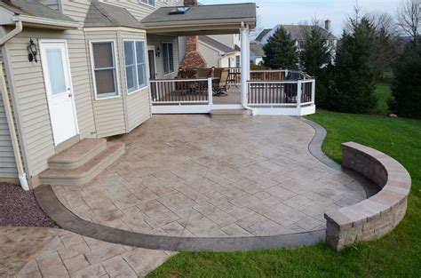 stamp concrete patios | Stamped Concrete Patio add bench around fire ...