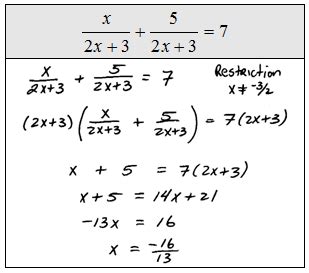 Solving Rational Equations - roms pure