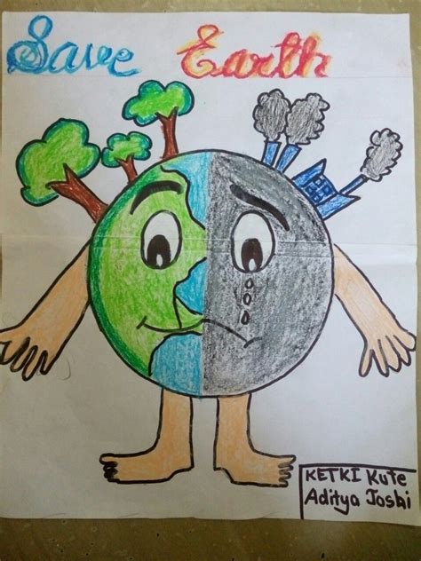 Save Water Kids World Environment Day Drawing Easy : Land Pollution ...